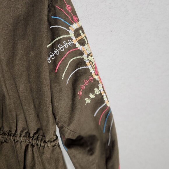 JCL Olive Green Embroidered Jacket S/M Boho Embroidery - Picture 9 of 16